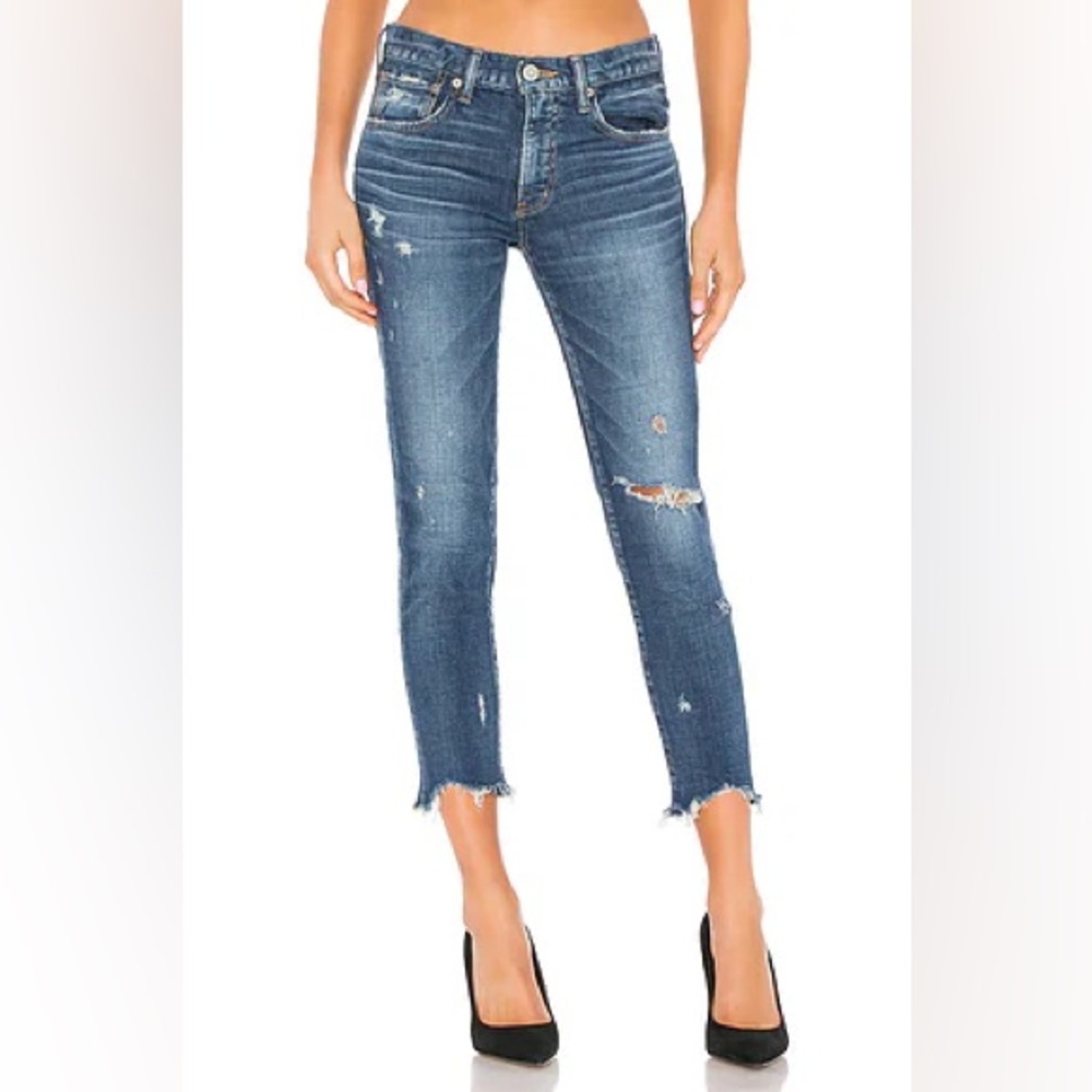 NWT Moussy Glendale Distressed Skinny Jean in Blue Size 24
